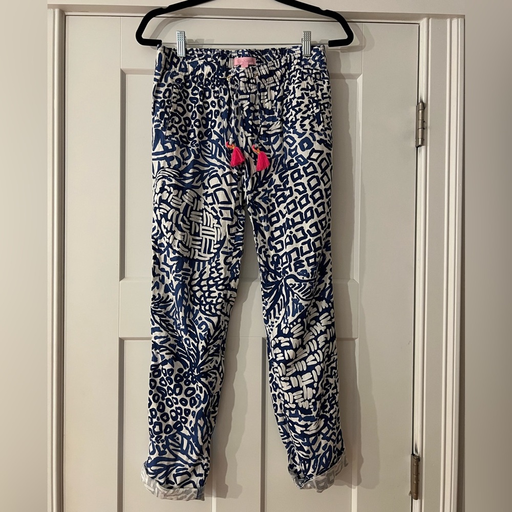 Lilly Pulitzer- Aden Pants- Indigo Home Slice Pineapple, xs